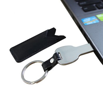 皮製隨身碟-鑰匙造型USB-金屬環_3